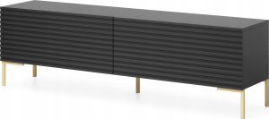 Selsey Szafka RTV Lammelo 140 cm lamele czarny mat, złote nogi 1