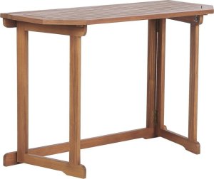 Beliani Stolik balkonowy składany akacjowy 110 x 47 cm jasne drewno TREIA 1