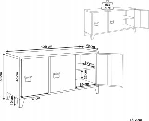 Beliani Szafka trzydrzwiowa metalowa czarna CARDIFF 3