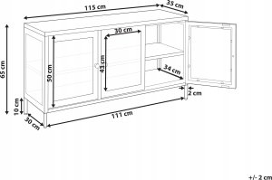 Beliani Szafka trzydrzwiowa metalowa ze szklaną gablotą biała NEWPORT 3