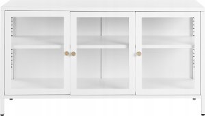 Beliani Szafka trzydrzwiowa metalowa ze szklaną gablotą biała NEWPORT 4