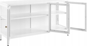 Beliani Szafka trzydrzwiowa metalowa ze szklaną gablotą biała NEWPORT 5