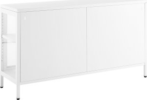 Beliani Szafka trzydrzwiowa metalowa ze szklaną gablotą biała NEWPORT 6