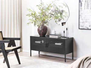 Beliani Szafka dwudrzwiowa metalowa czarna MORLEY 3