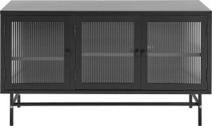 Beliani Szafka trzydrzwiowa metalowa ze szklaną gablotą czarna DEVON 3