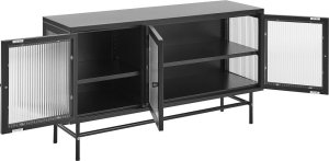Beliani Szafka trzydrzwiowa metalowa ze szklaną gablotą czarna DEVON 4