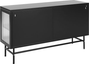Beliani Szafka trzydrzwiowa metalowa ze szklaną gablotą czarna DEVON 5