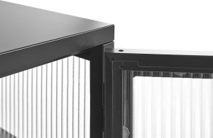 Beliani Szafka trzydrzwiowa metalowa ze szklaną gablotą czarna DEVON 6