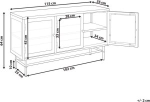Beliani Szafka trzydrzwiowa metalowa ze szklaną gablotą czarna DEVON 9