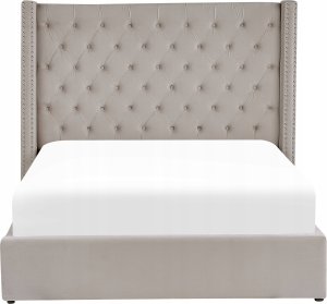 Beliani Łóżko z pojemnikiem welurowe 140 x 200 cm jasnoszare LUBBON 4