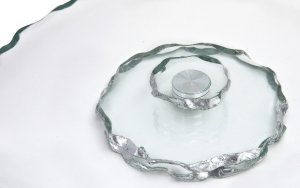 Art-Pol Patera ozdobna szklana obrotowa 33cm Srebrna 3