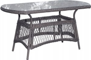 Selsey Zestaw ogrodowy wiklinowy Scorga stół 150x77 cm i 4 krzesła szary 6