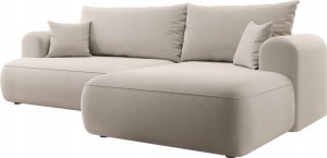 Selsey Narożnik z funkcją spania Ovo L-kształtny jasnobeżowy welur z pojemnikiem w tkaninie łatwoczyszczącej prawostronny 6