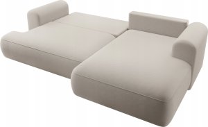 Selsey Narożnik z funkcją spania Ovo L-kształtny jasnobeżowy welur z pojemnikiem w tkaninie łatwoczyszczącej prawostronny 7