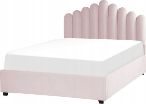 Beliani Łóżko z pojemnikiem welurowe 140 x 200 cm różowe VINCENNES 4