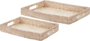 Beliani Zestaw 2 tac dekoracyjnych z rattanu naturalny NDEBELE 2