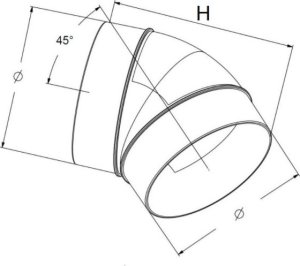 AWENTA Kolano kanału Awenta KO125-23/45 okrągłego 45 stopni fi125mm 7