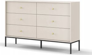 Selsey Komoda Monne 154 cm z sześcioma szufladami beżowa vintage 1
