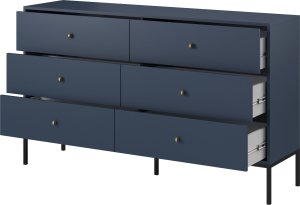 Selsey Komoda Monne 154 cm z sześcioma szufladami granatowa vintage 4