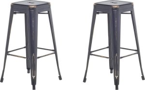 Beliani Zestaw 2 stołków barowych metalowych 76 cm czarno-złoty CABRILLO 2