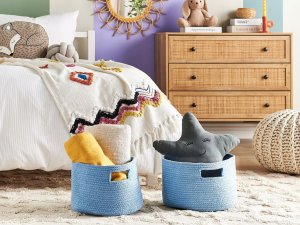 Beliani Zestaw 2 koszy bawełnianych niebieski CHINIOT 2