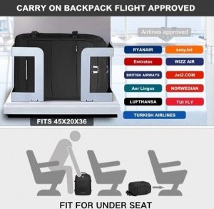 Plecak turystyczny Kono Średni Plecak do Samolotu Ryanair Wizzair 30L Czarny Expander 2.0 2