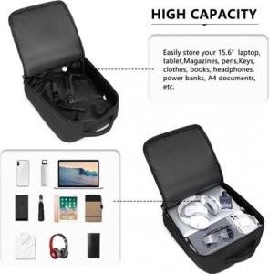 Plecak turystyczny Kono Średni Plecak do Samolotu Ryanair Wizzair 30L Czarny Expander 2.0 8