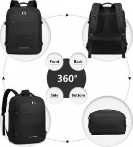 Plecak turystyczny Kono Średni Plecak do Samolotu Ryanair Wizzair 30L Czarny Expander 2.0 9