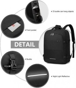 Plecak turystyczny Kono Średni Plecak do Samolotu Ryanair Wizzair 30L Czarny Expander 2.0 10