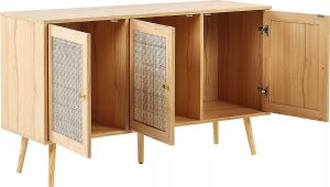 Beliani Szafka trzydrzwiowa fronty rattanowe jasne drewno PEROTE 5