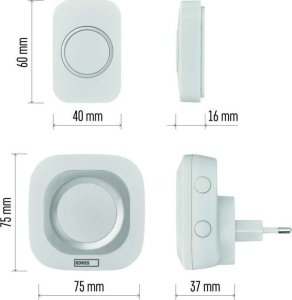 Emos Dzwonek bezprzewodowy Emos P5733W AC, biały 15