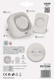 Emos Dzwonek bezprzewodowy Emos P5733W AC, biały 9