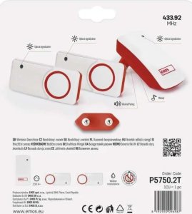 Emos Dzwonek bezprzewodowy Emos P5750.2T bezbateryjny przycisk 17