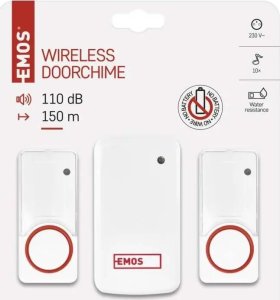 Emos Dzwonek bezprzewodowy Emos P5750.2T bezbateryjny przycisk 9