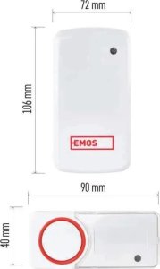 Emos Dzwonek bezprzewodowy Emos P5750 bezbateryjny przycisk 14