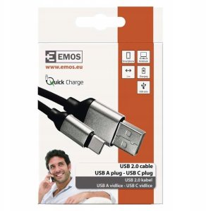 Kabel USB Emos Przewód USB Emos SM7025BL 2.0 wtyk A - wtyk C, 1 m czarny 2