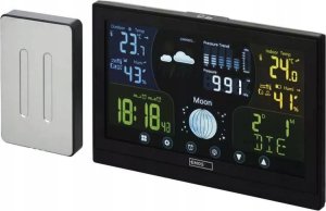 Antena Emos Bezprzewodowa stacja pogodowa Emos E6018 ekran dotykowy komunikacja radiowa do 100m czarna 2