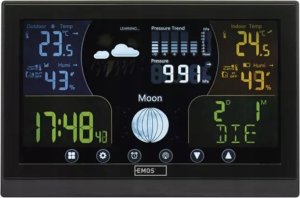 Antena Emos Bezprzewodowa stacja pogodowa Emos E6018 ekran dotykowy komunikacja radiowa do 100m czarna 4