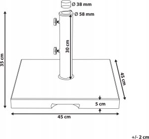 Beliani Podstawa pod parasol kwadratowa 45 x 45 cm czarna CEGGIA 6