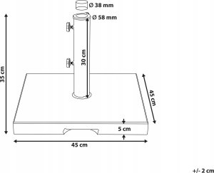 Beliani Podstawa pod parasol kwadratowa 45 x 45 cm czarna CEGGIA 8