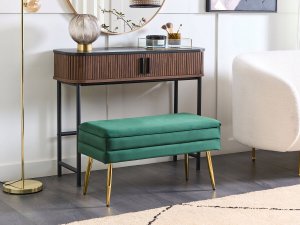 Beliani Ławka ze schowkiem do sypialni zielona DURHAM 4