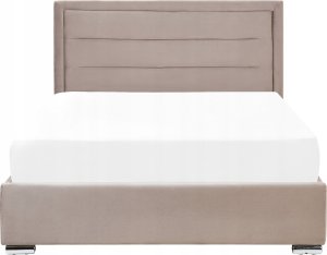 Beliani Łóżko z pojemnikiem welurowe 140 x 200 cm beżowoszare ROUEN 4