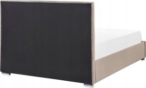 Beliani Łóżko z pojemnikiem welurowe 140 x 200 cm beżowoszare ROUEN 6