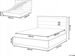 Beliani Łóżko z pojemnikiem welurowe 140 x 200 cm beżowoszare ROUEN 10