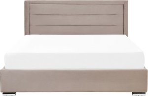 Beliani Łóżko z pojemnikiem welurowe 180 x 200 cm beżowoszare ROUEN 9