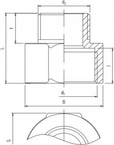 Perfexim Redukcja mufowo-nyplowa 3/4" x 1/2" wzmocniona PHA-308 G3/4xG1/2 WZ PN16 [20/350] 1