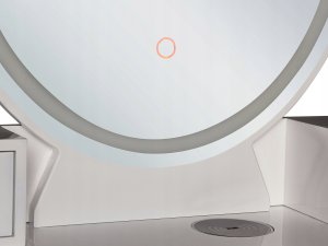 Beliani Toaletka 4 szuflady lustro LED ze stołkiem biało-czarna SOYE 8