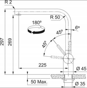 Bateria kuchenna Franke Faucet for washing machine Franke Atlas 115.0521.435 stainless steel 12