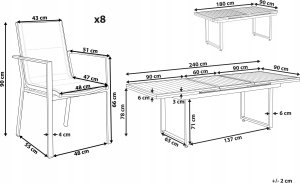 Beliani Zestaw ogrodowy stół rozkładany i 8 krzeseł czarny VALCANETTO/BUSSETO 3