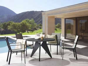 Beliani Zestaw ogrodowy stół i 4 krzesła czarny z szarym OLMETTO/BUSSETO 2